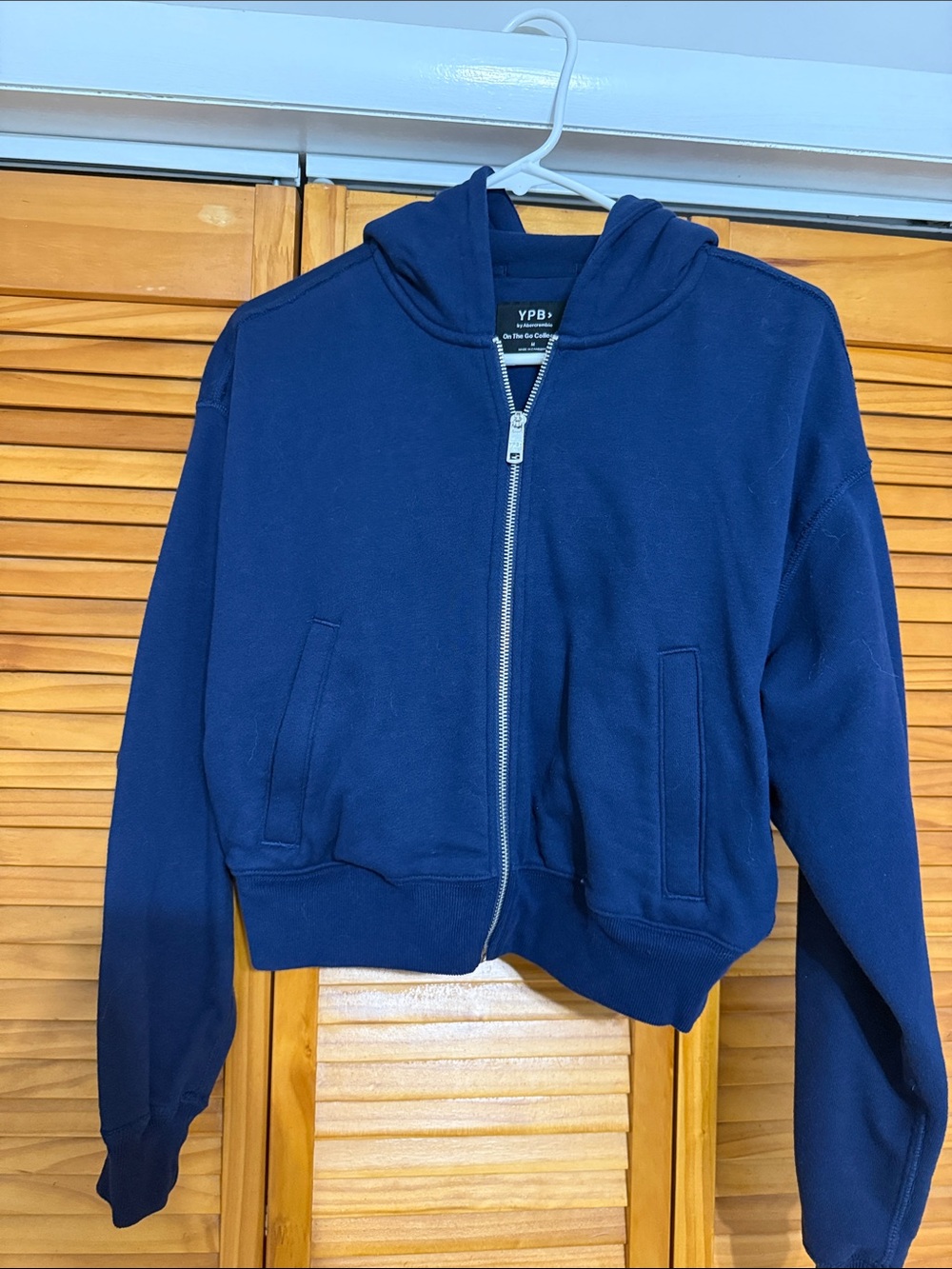 Cropped YPB Navy Blue Zip-Up Hoodie Jacket